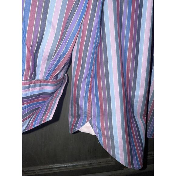 Thomas Pink 15.5 / 36 Cuff Magenta Blue Purple Striped Superfine Two Fold Shirt - Picture 4 of 7